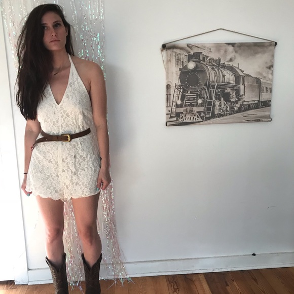 White Lace Romper - Picture 1 of 4